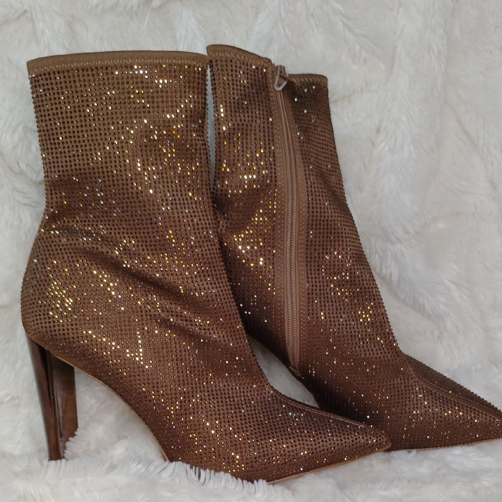 Aldo Shimmering Brown Ankle Booties